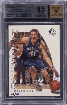 2000-01 Upper Deck SP Authentic Buybacks #99 Dirk Nowitzki Signed Rookie Card (#7/10) - BGS NM-MT+ 8.5, BGS 10
